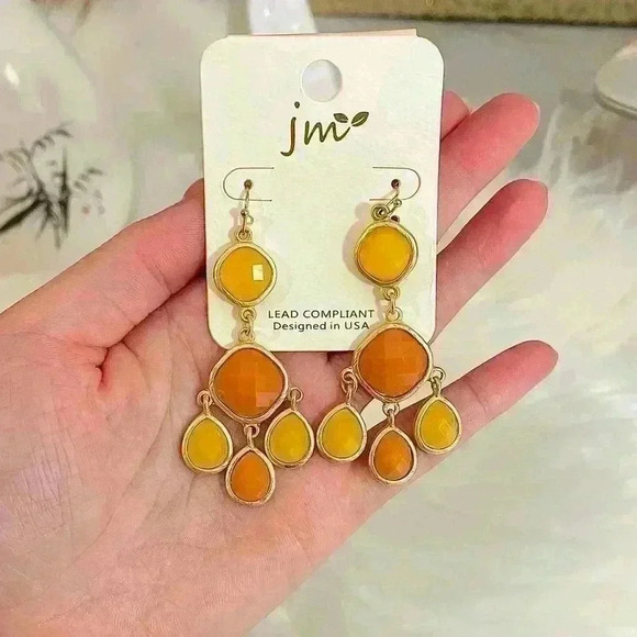 Colorful Oranges Fashion Statement Earrings - Picture 2 of 3